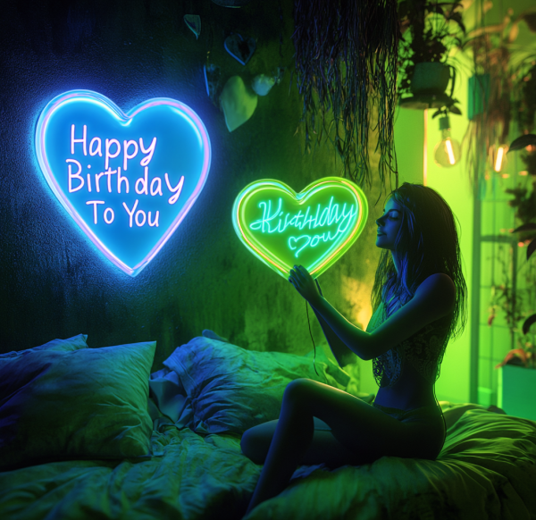 Happy Birthday Neon | LED Happy Birthday Neon | Customizable Birthday Party Neon | Celebration Bright Neon Decoration | Birthday Background Logo | Heart-shaped Birthday Gift | Customized Neon Logo | Customized LED Logo - 图片 4