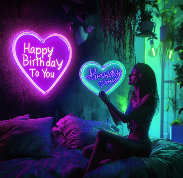 Happy Birthday Neon | LED Happy Birthday Neon | Customizable Birthday Party Neon | Celebration Bright Neon Decoration | Birthday Background Logo | Heart-shaped Birthday Gift | Customized Neon Logo | Customized LED Logo - 图片 3