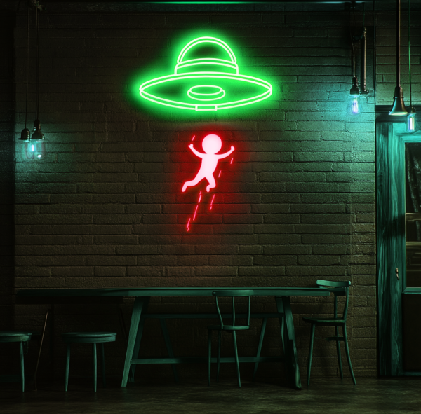 UFO Neon Sign | Alien Spaceship LED Neon Sign | Light-adjustable Space Neon Sign | For Wall UFO Neon Sign | Lighting Sign | Bedroom, Children's Space Game Room, Neon Wall Sign Decoration l Custom neon sign | Custom led sign - 图片 4