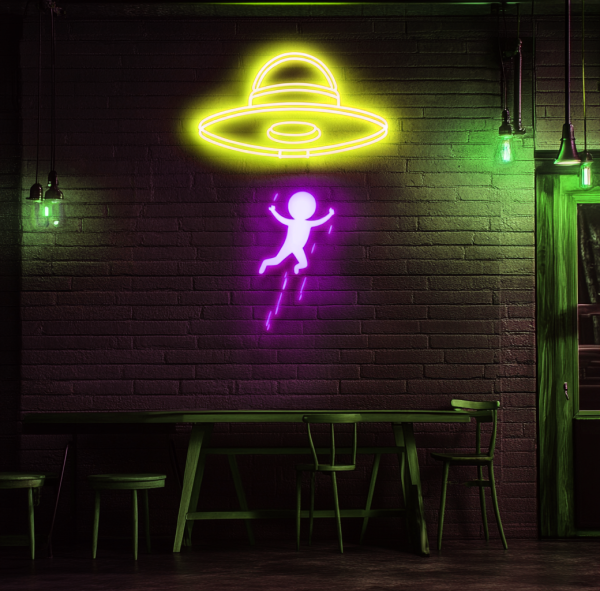UFO Neon Sign | Alien Spaceship LED Neon Sign | Light-adjustable Space Neon Sign | For Wall UFO Neon Sign | Lighting Sign | Bedroom, Children's Space Game Room, Neon Wall Sign Decoration l Custom neon sign | Custom led sign - 图片 3