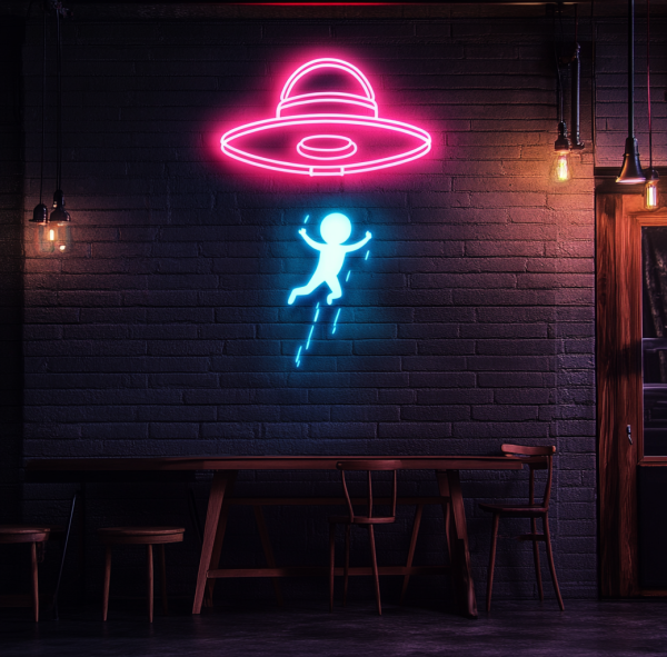 UFO Neon Sign | Alien Spaceship LED Neon Sign | Light-adjustable Space Neon Sign | For Wall UFO Neon Sign | Lighting Sign | Bedroom, Children's Space Game Room, Neon Wall Sign Decoration l Custom neon sign | Custom led sign