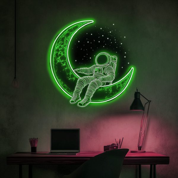 Astronaut Lunar Neon Light | Astronaut Planet LED Light | Astronaut LED Light | Lunar Cosmic Wall Light | Astronaut Home Wall Decoration | Custom Neon Logo | Custom LED Logo - 图片 2