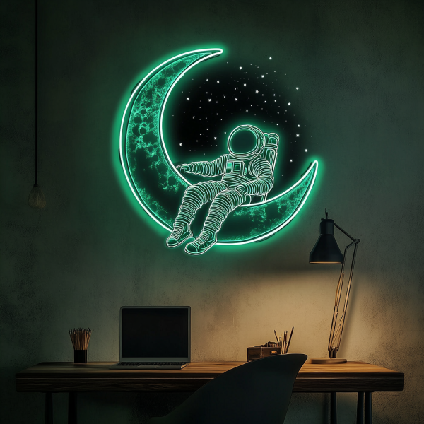 Astronaut Lunar Neon Light | Astronaut Planet LED Light | Astronaut LED Light | Lunar Cosmic Wall Light | Astronaut Home Wall Decoration | Custom Neon Logo | Custom LED Logo