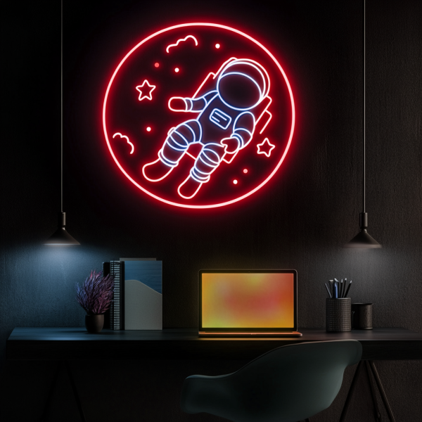 Galaxy astronaut neon | Handmade space theme LED wall art | Multi-color optional | Ideal for bedroom, living room, bar or office decoration | Customized neon logo | Customized LED logo - 图片 4
