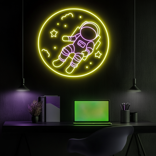 Galaxy astronaut neon | Handmade space theme LED wall art | Multi-color optional | Ideal for bedroom, living room, bar or office decoration | Customized neon logo | Customized LED logo - 图片 3