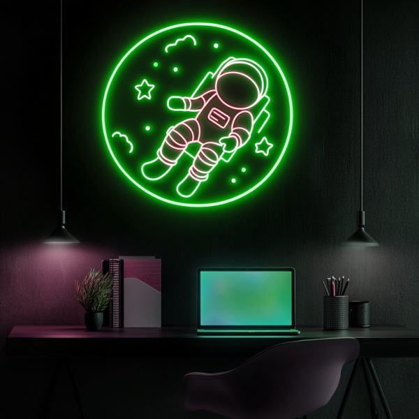 Galaxy astronaut neon | Handmade space theme LED wall art | Multi-color optional | Ideal for bedroom, living room, bar or office decoration | Customized neon logo | Customized LED logo - 图片 2