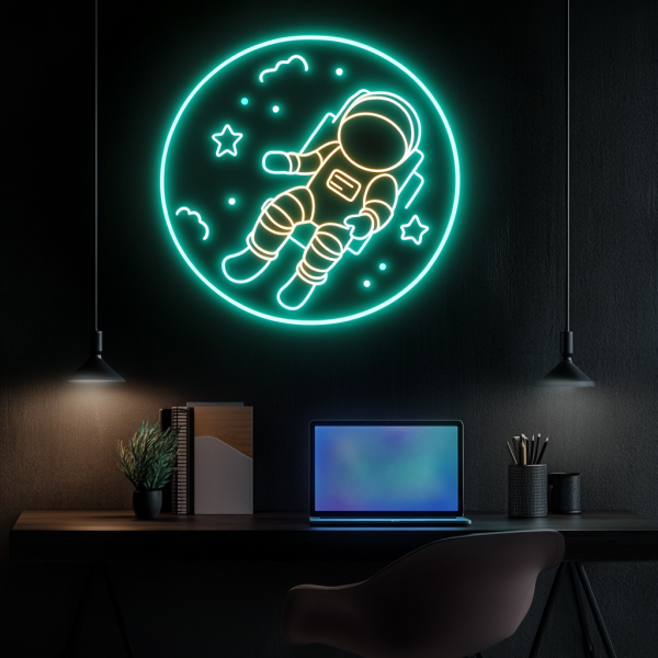 Galaxy astronaut neon | Handmade space theme LED wall art | Multi-color optional | Ideal for bedroom, living room, bar or office decoration | Customized neon logo | Customized LED logo