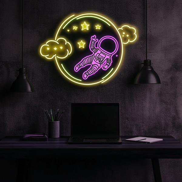 Custom Astronaut Art Neon Sign Decoration | Custom Neon Sign | Astronaut Neon Logo Personalized Gift | Bedroom Neon Sign | Custom Neon Logo | Custom LED Logo - 图片 4
