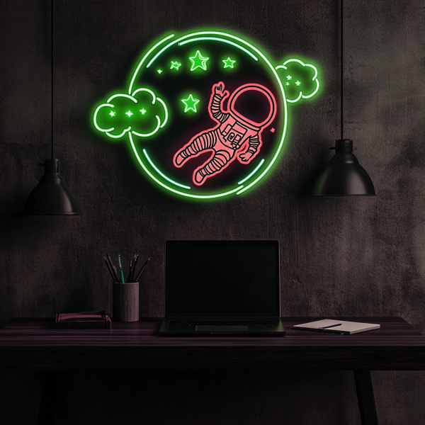 Custom Astronaut Art Neon Sign Decoration | Custom Neon Sign | Astronaut Neon Logo Personalized Gift | Bedroom Neon Sign | Custom Neon Logo | Custom LED Logo - 图片 3