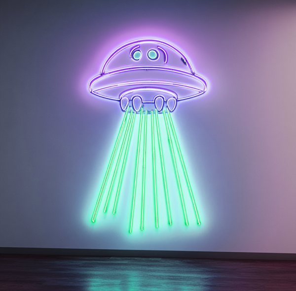 UFO neon sign | room neon sign | alien spacecraft LED neon sign | cute neon sign |  space neon sign for wall decoration |  blue UFO neon sign | bedroom game room wall decoration | UFO lover | Custom neon sign | Custom led sign - 图片 3