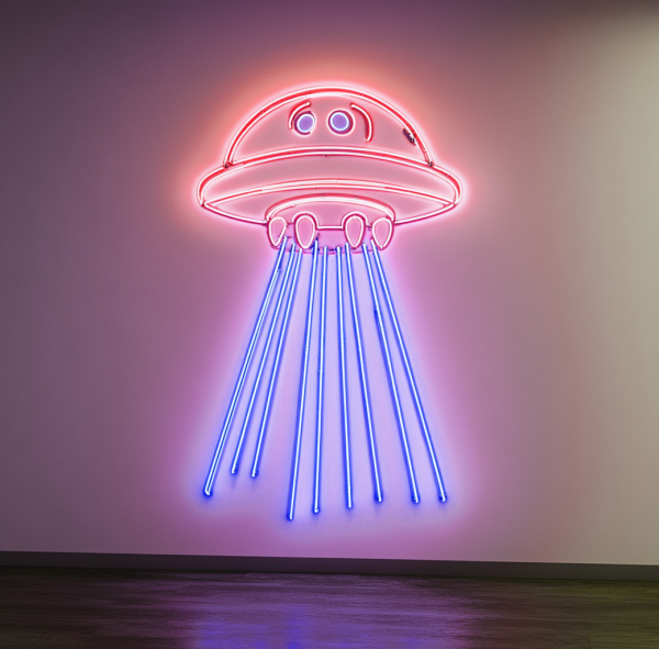 UFO neon sign | room neon sign | alien spacecraft LED neon sign | cute neon sign |  space neon sign for wall decoration |  blue UFO neon sign | bedroom game room wall decoration | UFO lover | Custom neon sign | Custom led sign - 图片 2