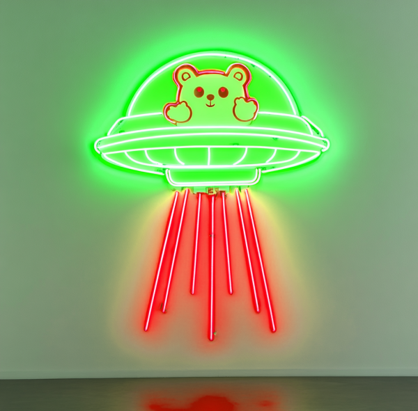 lUFO Cat Neon Sign | Spaceship Cat Alien LED Neon | Dimmable USB-powered Flying Saucer Bedroom Lighting Sign | Bedroom, Game Room, Children's Bedroom Wall Decoration Birthday Gift l Custom neon sign | Custom led sign - 图片 4