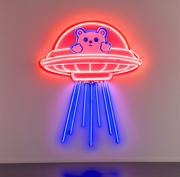 lUFO Cat Neon Sign | Spaceship Cat Alien LED Neon | Dimmable USB-powered Flying Saucer Bedroom Lighting Sign | Bedroom, Game Room, Children's Bedroom Wall Decoration Birthday Gift l Custom neon sign | Custom led sign - 图片 2