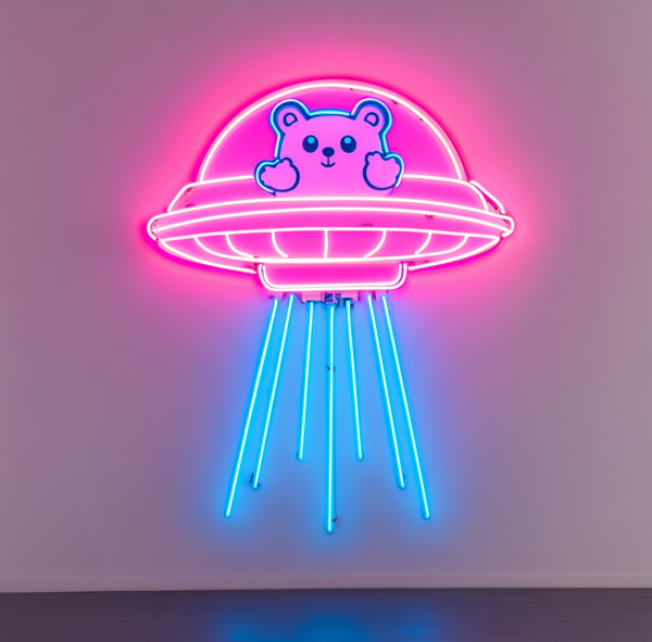lUFO Cat Neon Sign | Spaceship Cat Alien LED Neon | Dimmable USB-powered Flying Saucer Bedroom Lighting Sign | Bedroom, Game Room, Children's Bedroom Wall Decoration Birthday Gift l Custom neon sign | Custom led sign