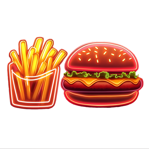 Delicious hamburger and French fries combination | Perfect meal, perfect neon | Custom neon logo | Custom LED logo - 图片 2