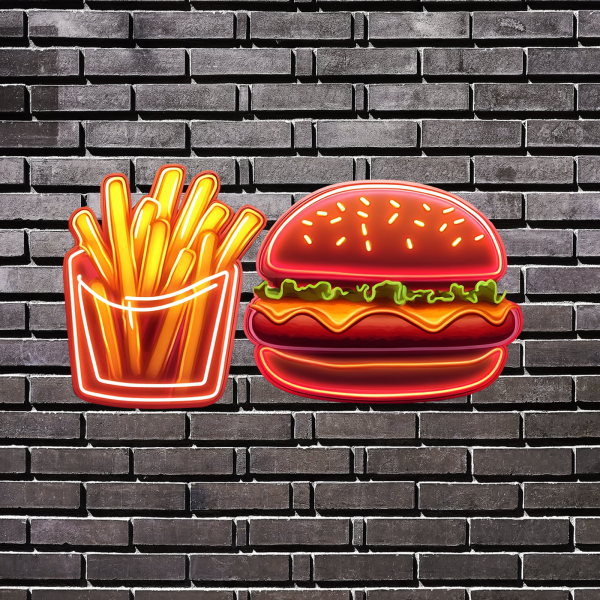 Delicious hamburger and French fries combination | Perfect meal, perfect neon | Custom neon logo | Custom LED logo - 图片 3
