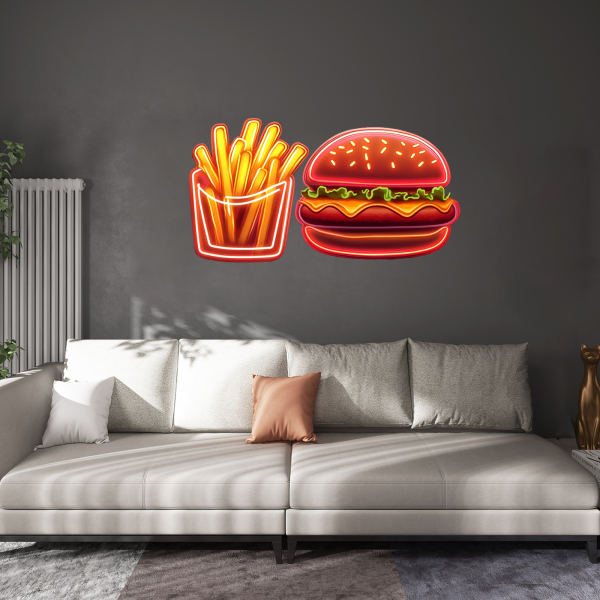 Delicious hamburger and French fries combination | Perfect meal, perfect neon | Custom neon logo | Custom LED logo - 图片 4
