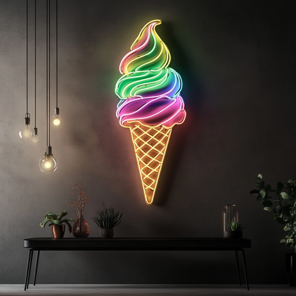 Ice Cream Neon Light | Custom Neon Light | Fashionable Ice Cream Decoration | Restaurant Neon Light | Unique Wall Decoration Gift | Custom Neon Logo | Custom LED Logo