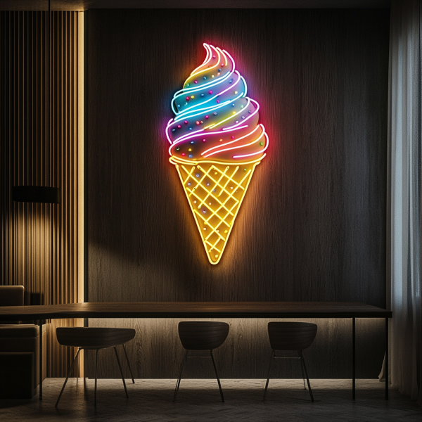 Ice Cream Neon Light | Custom Neon Light | Fashionable Ice Cream Decoration | Restaurant Neon Light | Unique Wall Decoration Gift | Custom Neon Logo | Custom LED Logo - 图片 3