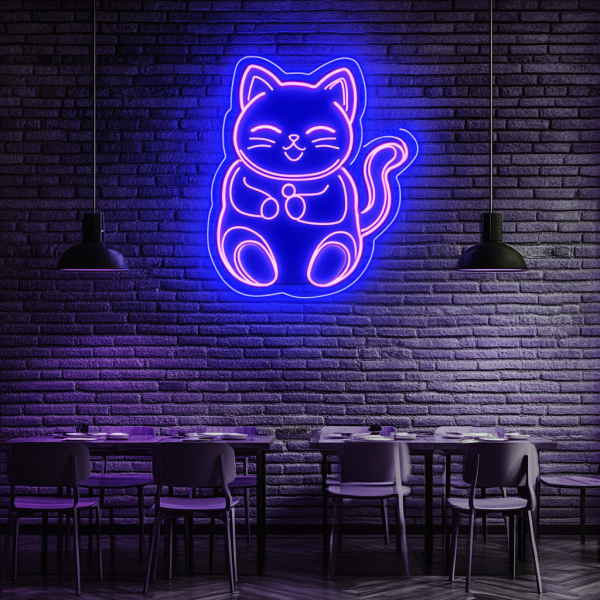 Fortune Cat Acrylic Neon Light | Fortune Cat LED Neon Light | Cat LED Lights in Bars, Cafes, Restaurants, Offices, Living Room | Custom Neon Logo | Custom LED Logo - 图片 2