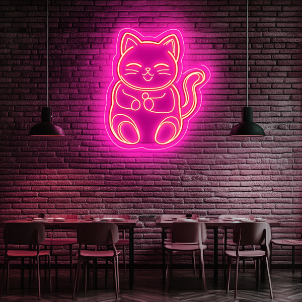 Fortune Cat Acrylic Neon Light | Fortune Cat LED Neon Light | Cat LED Lights in Bars, Cafes, Restaurants, Offices, Living Room | Custom Neon Logo | Custom LED Logo - 图片 3