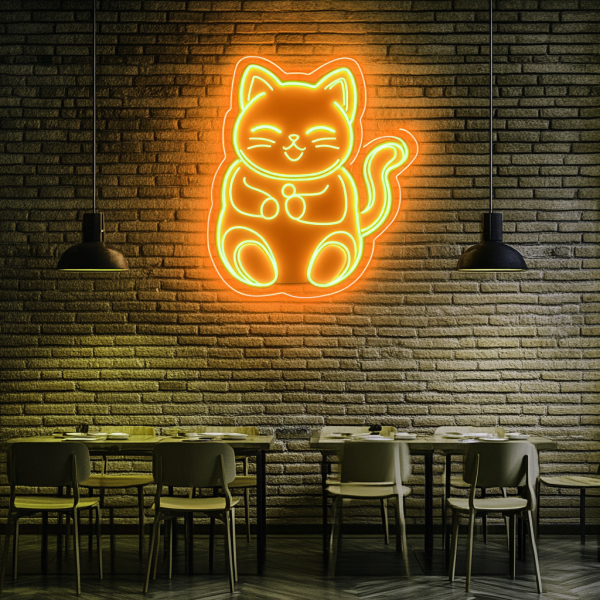 Fortune Cat Acrylic Neon Light | Fortune Cat LED Neon Light | Cat LED Lights in Bars, Cafes, Restaurants, Offices, Living Room | Custom Neon Logo | Custom LED Logo - 图片 4