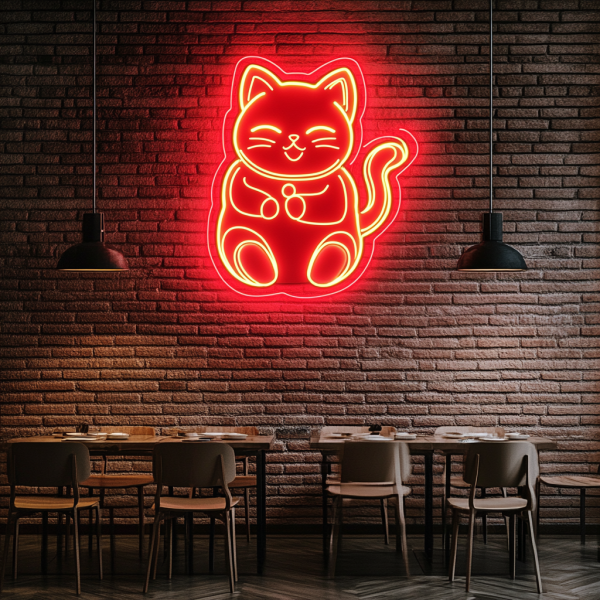 Fortune Cat Acrylic Neon Light | Fortune Cat LED Neon Light | Cat LED Lights in Bars, Cafes, Restaurants, Offices, Living Room | Custom Neon Logo | Custom LED Logo