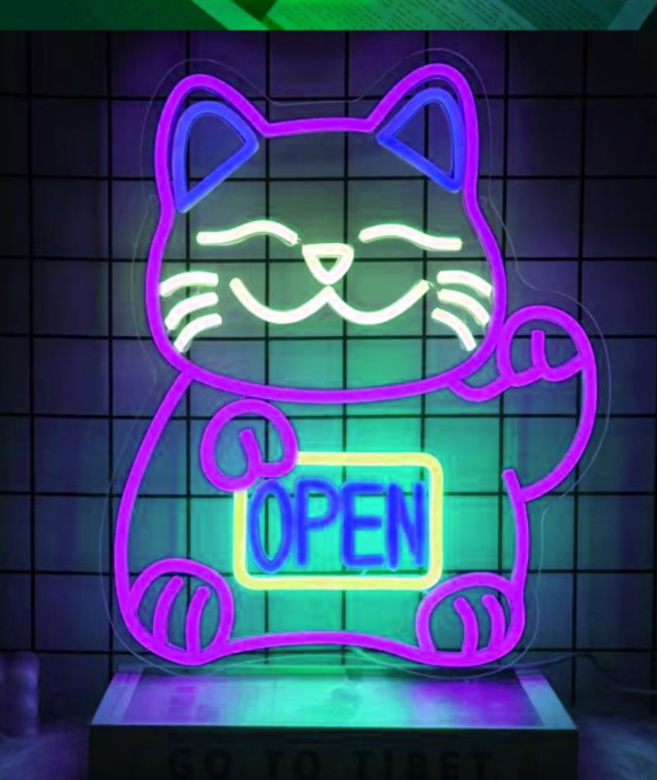 Lucky Cat Neon | Lucky Cat | Lucky Cat Neon | Anime Neon | Custom Neon | Commercial Neon | Bar LED Light | Custom neon sign | custom led sign - 图片 2