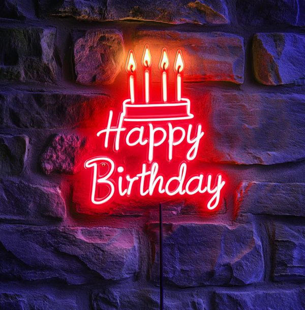 LED Happy Birthday Neon | Customizable Birthday Party Neon | Celebrate Bright Neon Decoration | Birthday Background Sign | Custom neon sign | Custom led sign - 图片 4