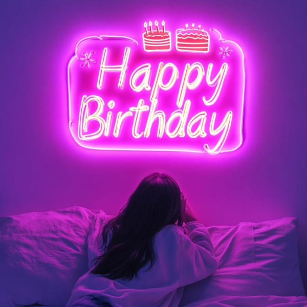 Custom Neon | Happy Birthday, Birthday Cake Neon | LED Bedroom Neon | Neon Art | Neon Party | Neon Wall Decoration | Neon Bar | Custom Neon Sign | Custom LED Sign