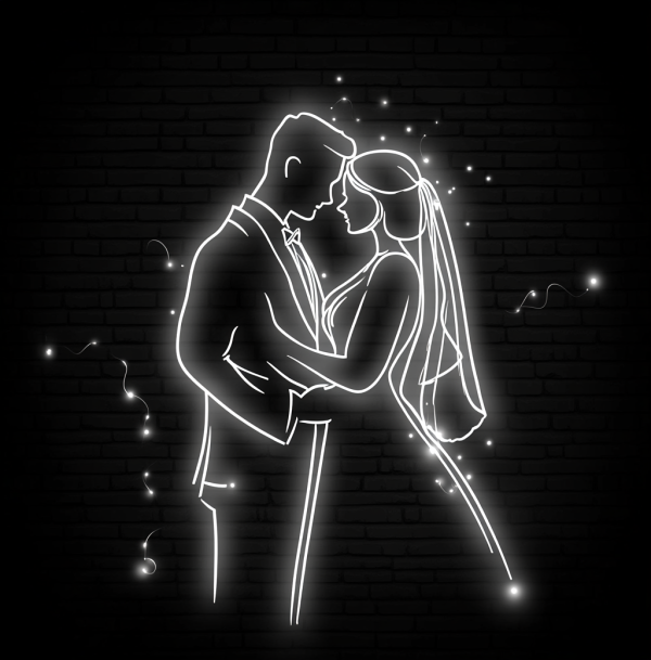 Pure White Wedding Neon Light | Bride and Groom Warm Embrace Light Theme | Fantasy White Wedding Atmosphere | Custom neon sign | Custom led sign - 图片 2