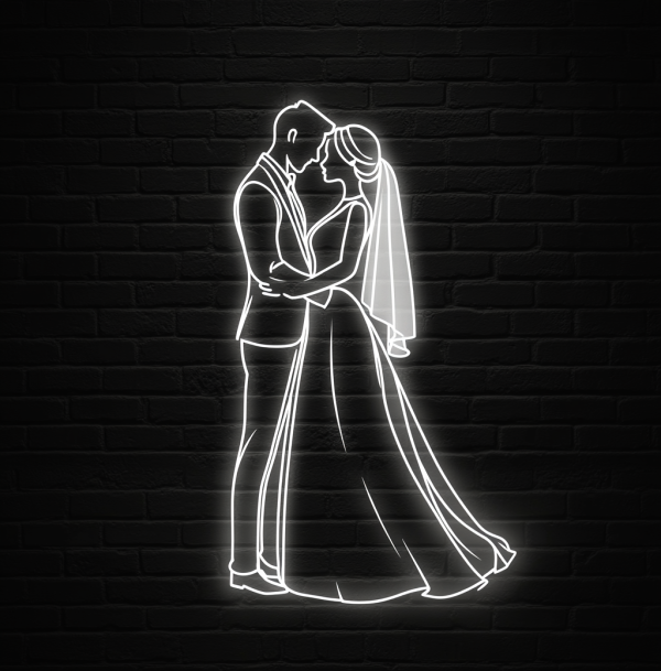 Pure White Wedding Neon Light | Bride and Groom Warm Embrace Light Theme | Fantasy White Wedding Atmosphere | Custom neon sign | Custom led sign - 图片 3