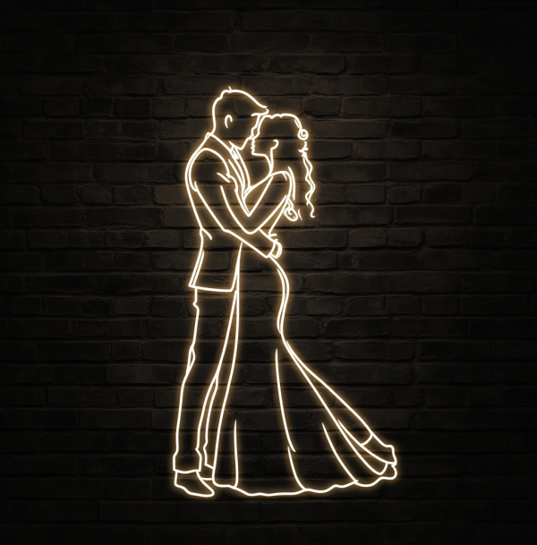 Pure White Wedding Neon Light | Bride and Groom Warm Embrace Light Theme | Fantasy White Wedding Atmosphere | Custom neon sign | Custom led sign - 图片 4