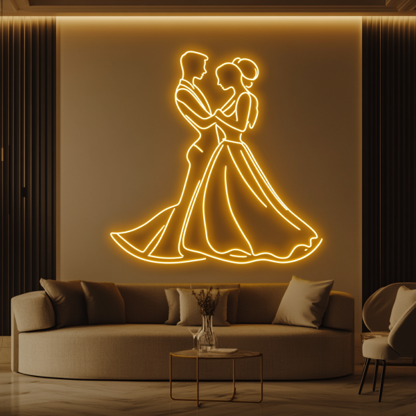 Romantic bride and groom embrace neon sign | LED wedding decoration light | Perfect wedding atmosphere light | Suitable for families and wedding venues | Custom neon sign | Custom led sign - 图片 2