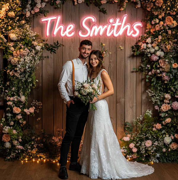 Wedding Neon | Custom Last Name Neon | Wedding Gift | Wedding Decoration | Grass Wall Background | Last Name Neon | LED Home Decoration | Custom neon sign | Custom led sign - 图片 4