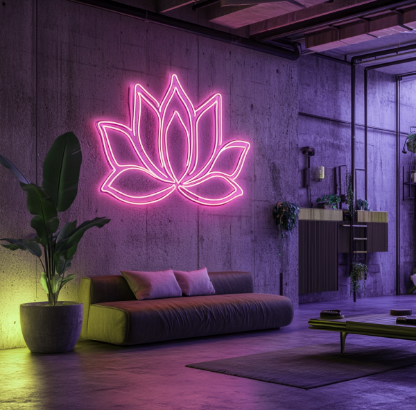 Custom Neon Logo | Lotus Personalized LED Neon Sign | Dimmable with Remote Control | Bedroom | Home | Bar | Birthday Party | Wedding Wall Decoration | Custom neon sign | Custom led sign - 图片 4