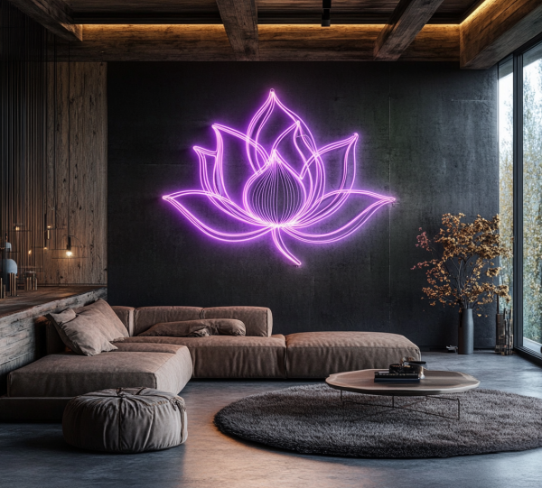 Lotus Neon Wall Art | LED Neon Lotus Wall Art | Neon Wall Decoration | Lotus Sign | Yoga Wall Art | Zen Wall Art | Living Room Wall Decoration | LED Neon Wall Art | Custom neon sign | Custom led sign - 图片 2