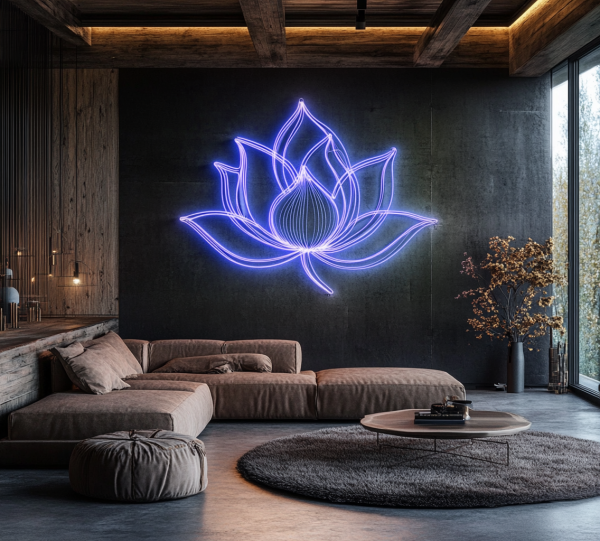 Lotus Neon Wall Art | LED Neon Lotus Wall Art | Neon Wall Decoration | Lotus Sign | Yoga Wall Art | Zen Wall Art | Living Room Wall Decoration | LED Neon Wall Art | Custom neon sign | Custom led sign - 图片 3