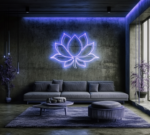 Lotus neon sign | Dimmable blue neon sign | Suitable for wall decoration | USB power purple lotus | LED lighting sign | Suitable for bedroom | Yoga room | Game room l Custom neon sign | Custom led sign - 图片 3