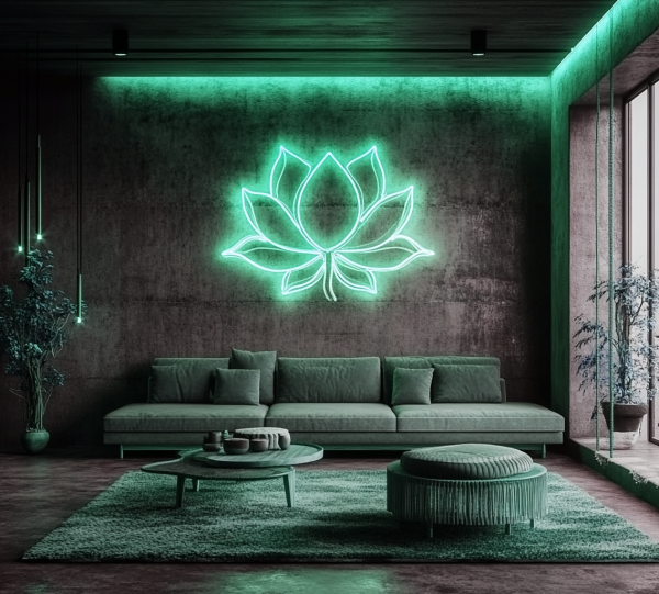 Lotus neon sign | Dimmable blue neon sign | Suitable for wall decoration | USB power purple lotus | LED lighting sign | Suitable for bedroom | Yoga room | Game room l Custom neon sign | Custom led sign - 图片 4
