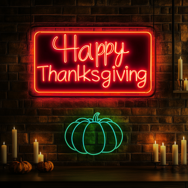 Happy Thanksgiving Neon Pumpkin Logo - Bright Pumpkin Light Suitable for Holiday Home Decoration | Ideal for Holiday Dinner and Party Decoration | Custom neon sign | Custom led sign - 图片 3