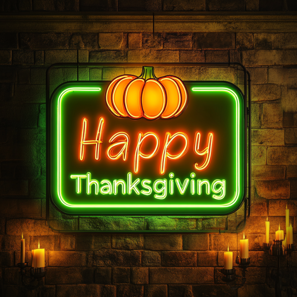 Happy Thanksgiving Neon | Thanksgiving Neon | Pumpkin LED Light | Thanksgiving Decoration | Custom Neon | Happy Thanksgiving Light | Custom Neon Sign | Custom LED Sign - 图片 2