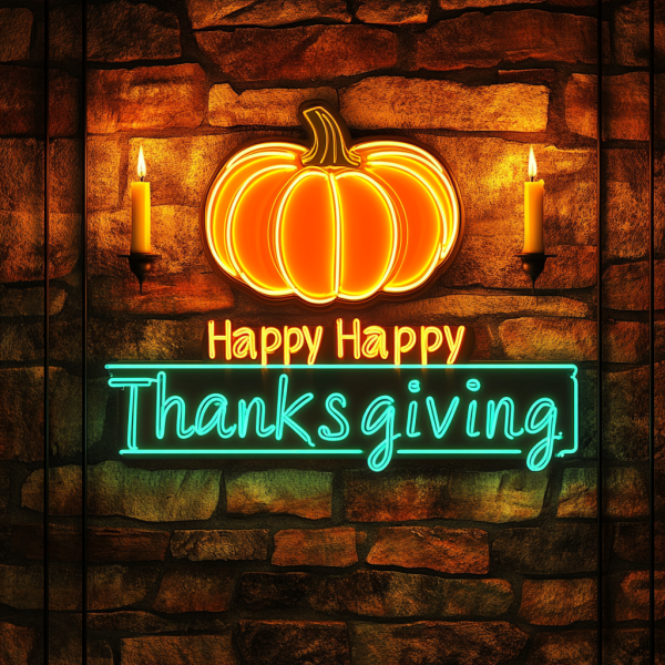 Happy Thanksgiving Neon | Thanksgiving Neon | Pumpkin LED Light | Thanksgiving Decoration | Custom Neon | Happy Thanksgiving Light | Custom Neon Sign | Custom LED Sign - 图片 3