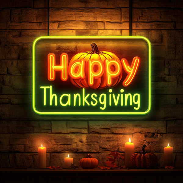 Happy Thanksgiving Neon | Thanksgiving Neon | Pumpkin LED Light | Thanksgiving Decoration | Custom Neon | Happy Thanksgiving Light | Custom Neon Sign | Custom LED Sign - 图片 4