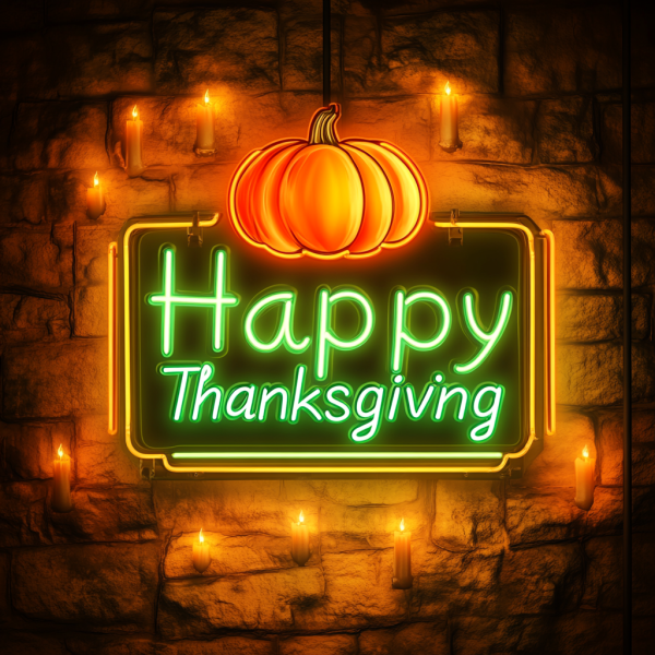 Happy Thanksgiving Neon | Thanksgiving Neon | Pumpkin LED Light | Thanksgiving Decoration | Custom Neon | Happy Thanksgiving Light | Custom Neon Sign | Custom LED Sign