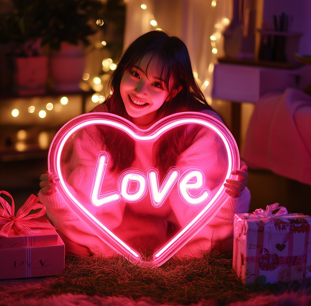 Custom Text Heart Neon | Valentine's Day Neon | Personalized Initial Neon Decoration | Couple LED Heart Neon | Valentine's Day Neon Custom | Custom neon sign | Custom led sign
