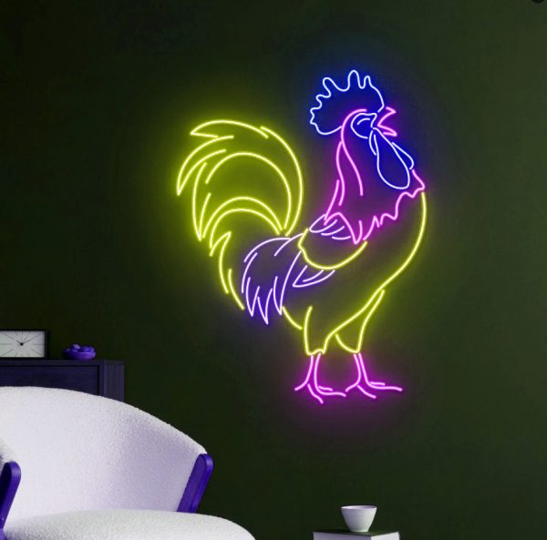 Zodiac Rooster Neon, Rooster LED Light, Rooster LED Logo, Rooster Neon, Farm Room Wall Art Decoration, Agricultural LED Light  | Custom neon sign | Custom led sign - 图片 4