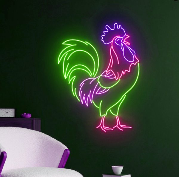 Zodiac Rooster Neon, Rooster LED Light, Rooster LED Logo, Rooster Neon, Farm Room Wall Art Decoration, Agricultural LED Light  | Custom neon sign | Custom led sign