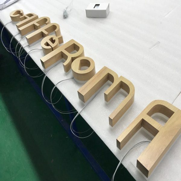 Customized 3D wooden backlit signage | Commercial logo 3D letter backlit signage | Thermal transfer printing wood grain 3D metal letter lamp - 图片 3