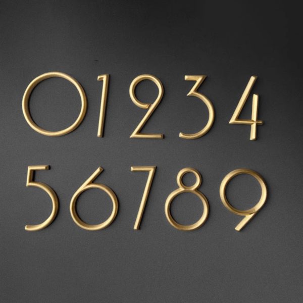 Custom 3D engraving solid brass letters and numbers | Select font, logo, thickness, surface treatment | Floating effect with adhesive or threaded installation